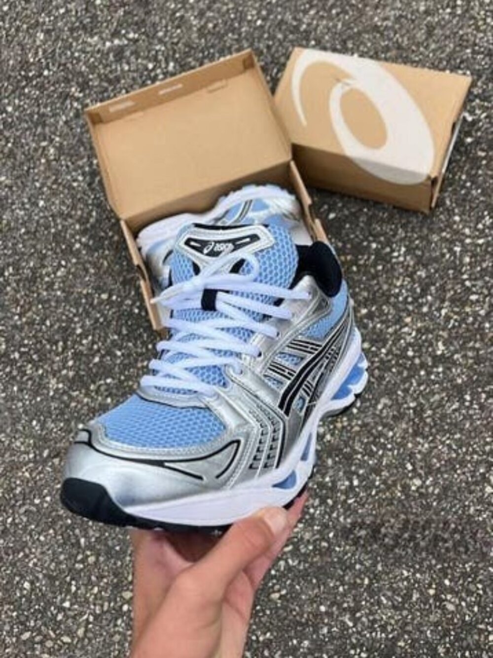 ASICS GEL-Kayano Running Shoes Silver Blue Sneakers